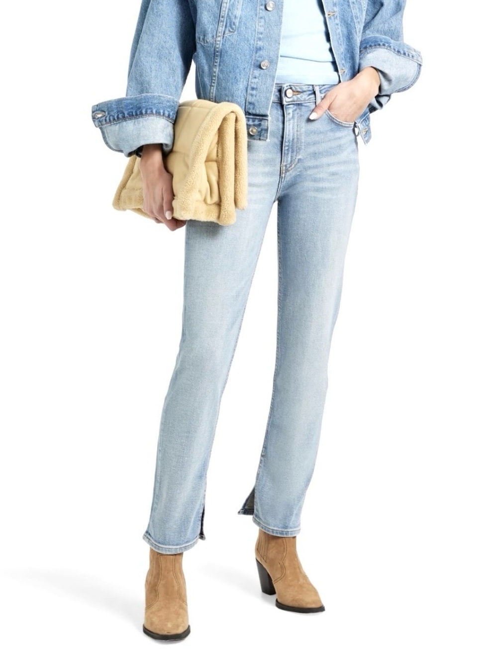 NWT GANNI Light Blue Wash
Mid-rise Slit Hem Slim Jeans Size 27